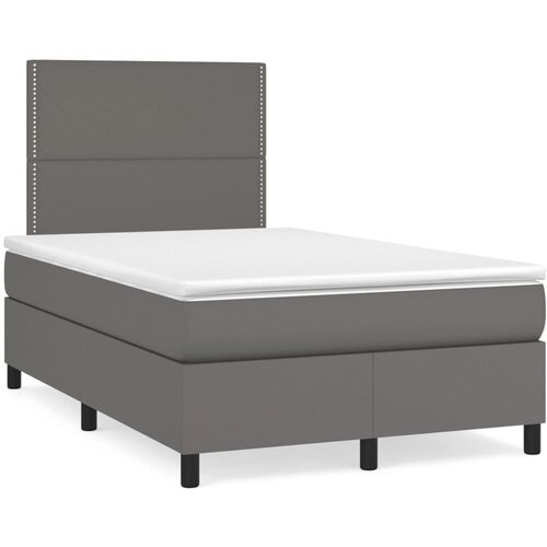  Krevet s oprugama i madracem sivi 120x200 cm od umjetne kože Slike