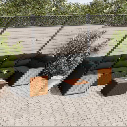 vidaXL 8-dijelni set vrtnih sofa od poliratana s jastucima crni Cijene