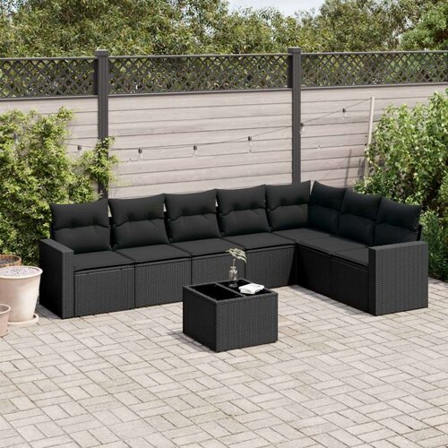  8-dijelni set vrtnih sofa od poliratana s jastucima crni Cijene