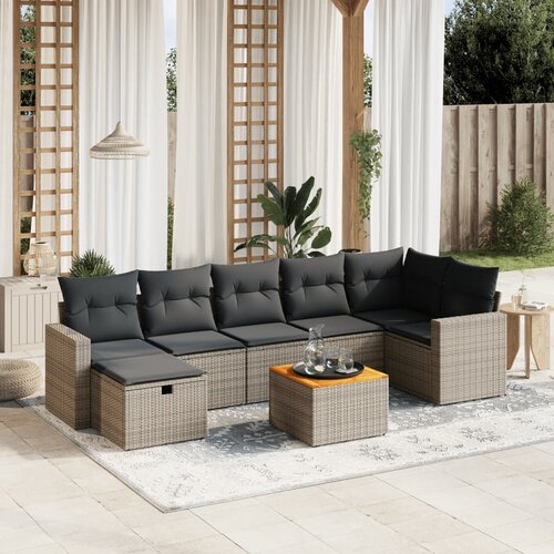 vidaXL 8-dijelni set vrtnih sofa od poliratana s jastucima sivi Cijene