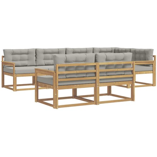  Set vanjskih sofa 6 pcs Bijela i svjetlosiva Poliester Slike