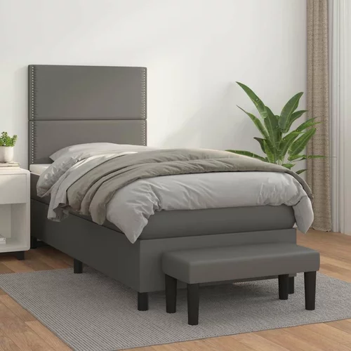 Krevet s oprugama i madracem sivi 80 x 200 cm od umjetne kože
