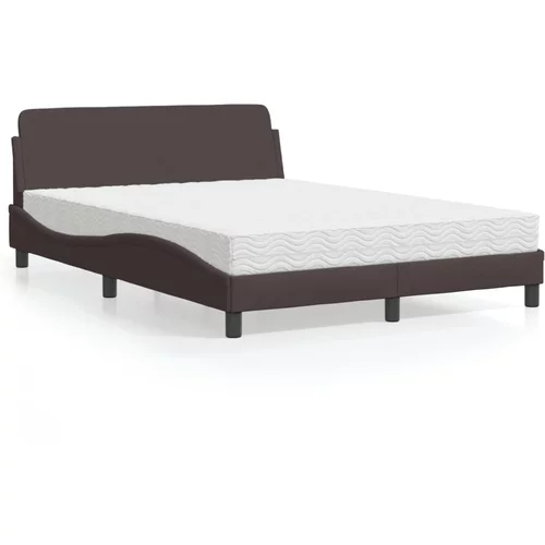  Krevet s madracem tamnosmeđi 140 x 190 cm od tkanine