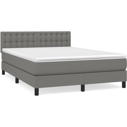  Krevet s oprugama i madracem tamnosivi 140x190 cm od tkanine Slike