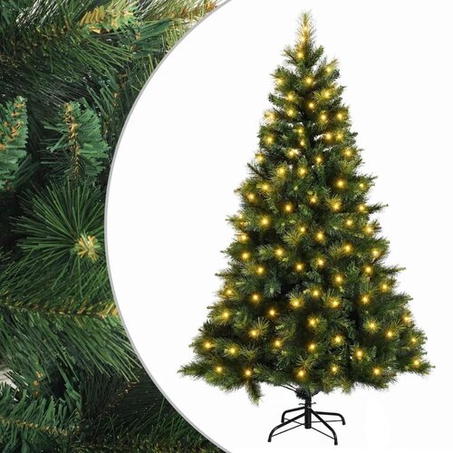  Umjetno božićno drvce s nogom 180 cm 300 LED lampica - Zelena 180 cm s LED svjetlima Slike