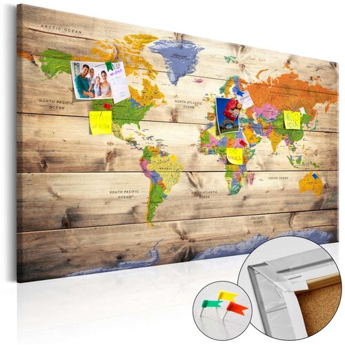  Slika na plutenoj podlozi - Map on wood: Colourful Travels [Cork Map] 120x80 Cijene