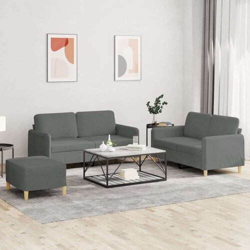 3-dijelni set sofa s jastucima tamnosivi od tkanine Cijene