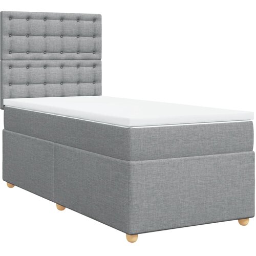 vidaXL Box spring postelja z vzmetnico svetlo siva 90x190 cm blago, (21291617) Cene
