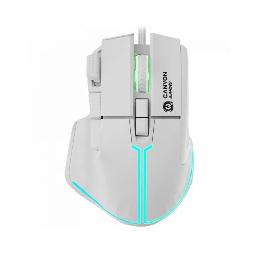 Canyon Fortnax GM-636, 9keys Gaming wired mouse,Sunplus 6662, DPI up to 20000, Huano 5million switch, RGB lighting effects, 1.65M braided cable, ABS material. size: 113*83*45mm, weight: 102g, White Cene