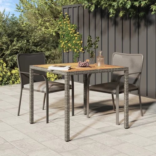  Vrtni stol od poliratana i bagremovog drva 90 x 90 x 75 cm sivi