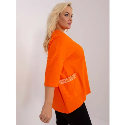 Fashion Hunters Orange loose plus size neckline blouse