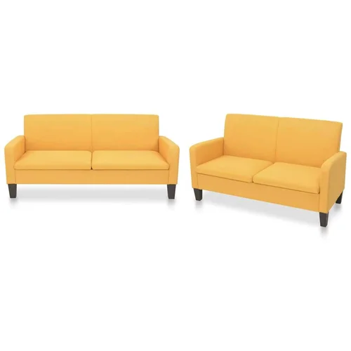  2-dijelni set sofa od tkanine žuti