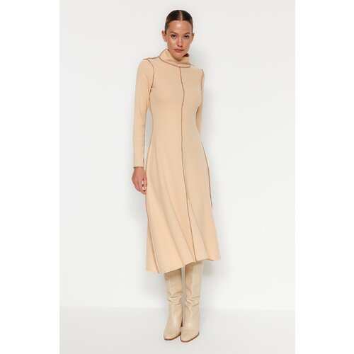 Trendyol Stitched A-Line/A bell-shaped Thessaloniki/Knitwear-Look Midi Dress Cene