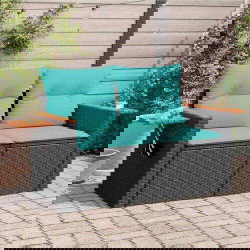  Vrtna sofa s jastucima za 2 osobe crna poli ratan - Crna 1 bez spremišta Cene