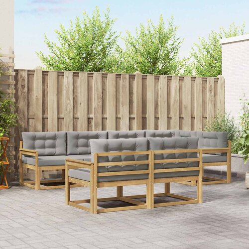  Set vanjskih sofa 6 pcs Bijela i svjetlosiva Poliester Slike