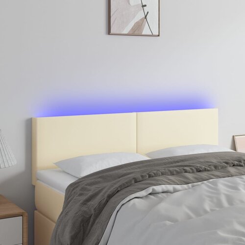  LED uzglavlje krem 144 x 5 x 78/88 cm od umjetne kože Cene