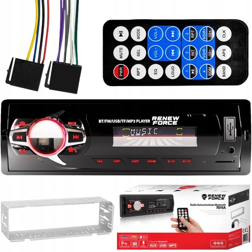  1DIN 12V LCD auto radio USB Bluetooth AUX + daljinski Slike