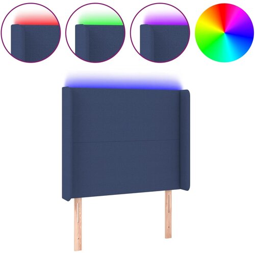 Maison Chic led posteljno vzglavje - vzglavna omarica - nočna omarica modro 103x16x118/128 cm blago, (21712709) Slike
