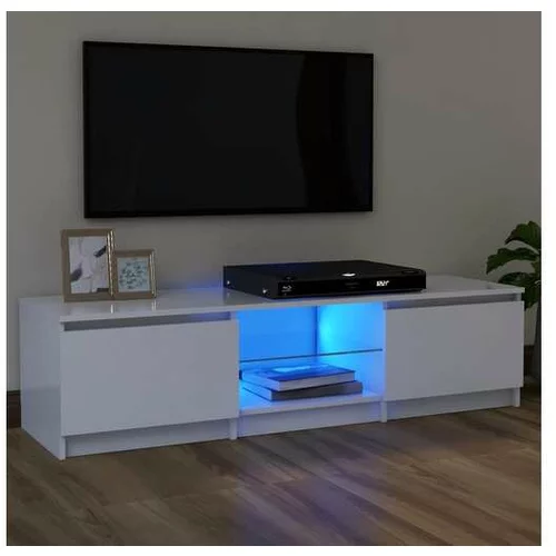  TV omarica z LED lučkami bela 120x30x35,5 cm