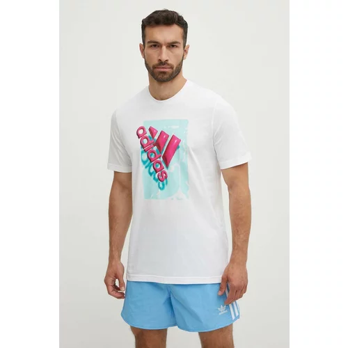 Adidas Bombažna kratka majica moška, bela barva, IR5826
