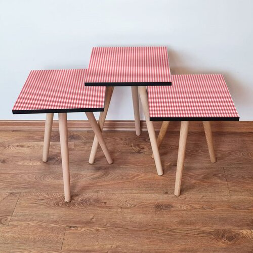 Hanah home 3Shp241 - red redwhite nesting table (3 pieces) Cene