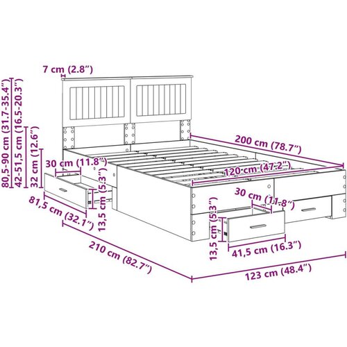  Okvir za krevet s uzglavljem Sonoma hrast 120 x 200 cm Slike