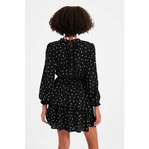 Trendyol Black Polka Dot Ruffle Dress Cene