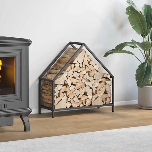 VidaXL stojalo za drva črno 60x25x60 cm hladno valjano jeklo Slike