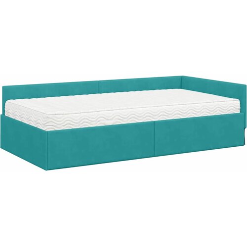  Kutni krevetni okvir s madracem 2 kom. Tirkizna 90 x 200 cm Slike