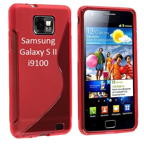  Gumijasti / gel etui S-Line za Samsung Galaxy S II i9100 / S II Plus i9105 - rdeči