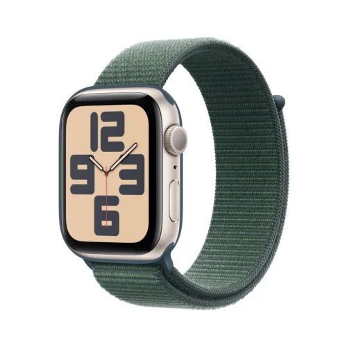 Apple Watch SE2 v3 GPS 44mm Starlight Alu Case with Lake Green Sport Loop