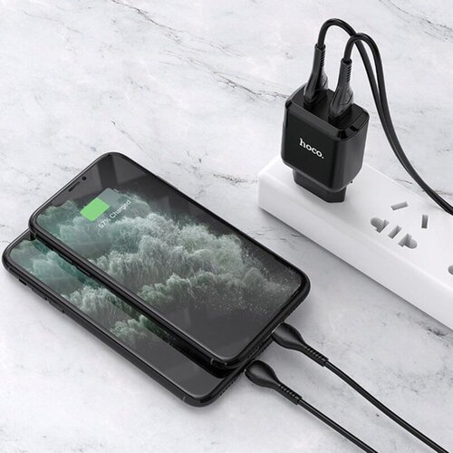 Hoco. Zidni punjač Charmer (N6) - 2xUSB-A, Q.C 3.0, 18W, 3.0A - crni Slike
