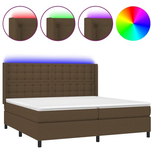  Krevet box spring s madracem LED tamnosmeđi 200x200 cm tkanina Slike