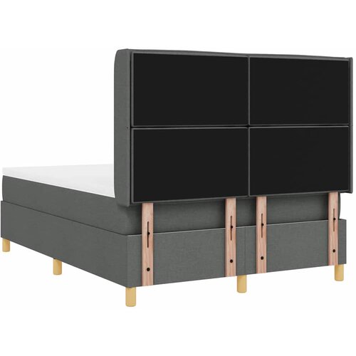  Krevet s opruga kutije s LED trakama Siva 140 x 190 cm tkanina Slike