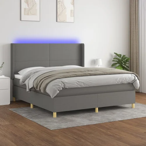  box spring s madracem LED tamnosivi 180x200 cm tkanina