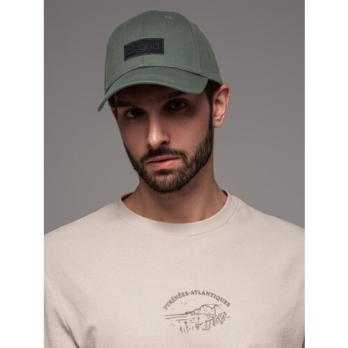 Ombre Men's baseball cap with visor and rectangular patch - khaki Cene