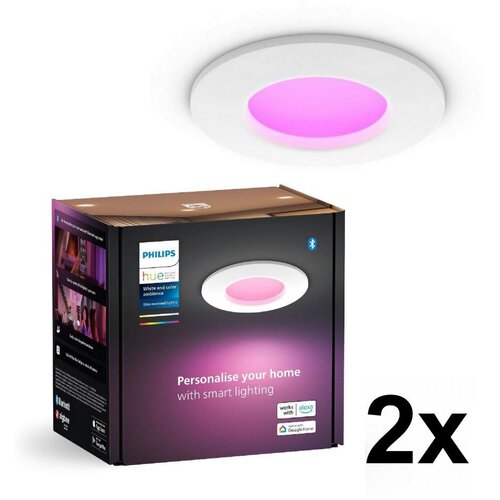 Philips KOMPLET 2x LED RGBW prigu&scaron;iva za kupatilo, ugradna plafonska svetiljka Hue SLIM LED/8,3W/230V IP44 Cene