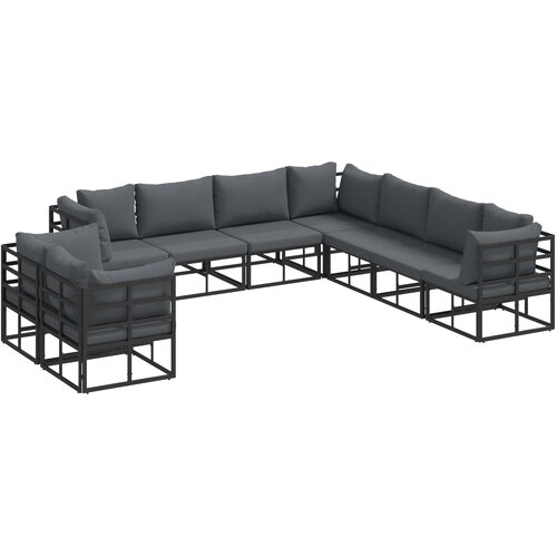 vidaXL Vrtna sedežna garnitura z blazino 9 pcs Črna Aluminij, (5000154435) Cene