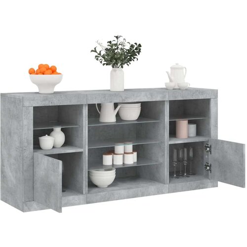  Komoda s LED svjetlima siva boja betona 142 5x37x67 cm Cijene