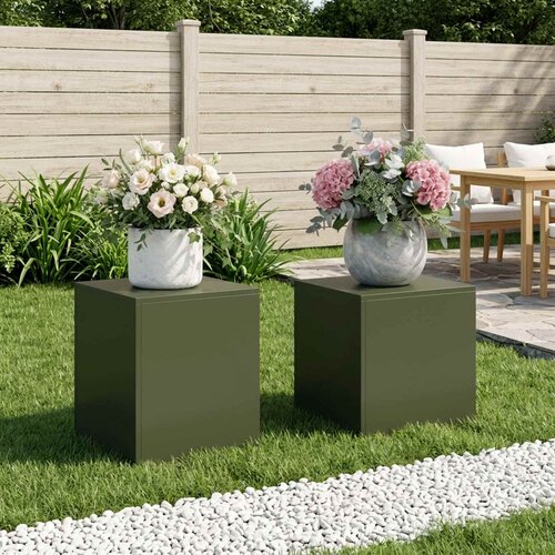  Stalak za biljke 2 pcs Maslinastozelena 40 x 40 x 40 cm Čelik Cene