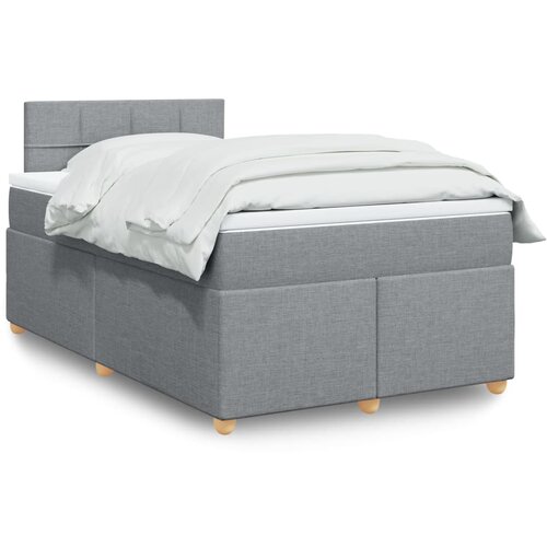 VidaXL Box spring postelja z vzmetnico svetlo siva 120x200 cm blago Slike