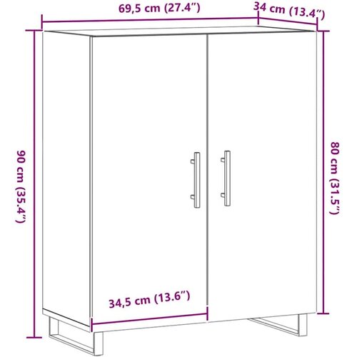 VidaXL Komoda Artisan hrast 69,5x34x90 cm izrađeno drvo Slike
