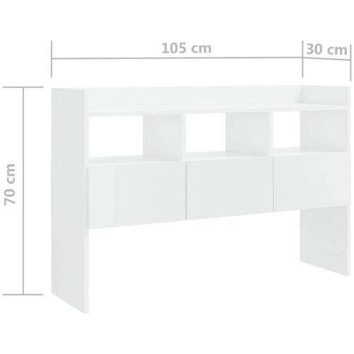 VidaXL Komoda visok sijaj bela 105x30x70 cm iverna plo&amp;scaron;ča Slike