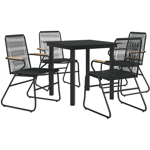  5-dijelni vrtni blagovaonski set od PVC ratana crni Crna Slike