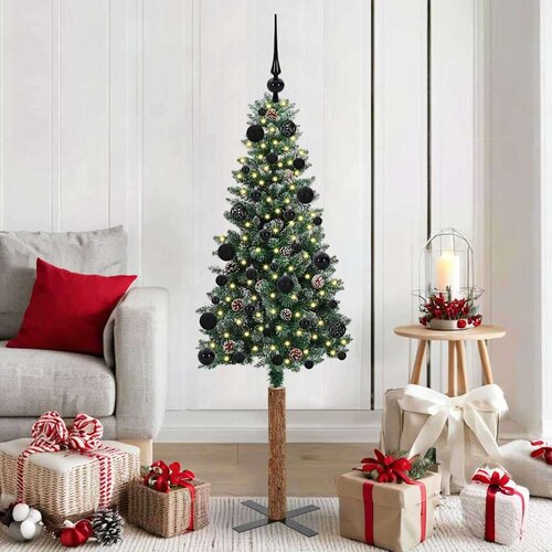 vidaXL Ožja jelka med 150 LED Zelena in Bela 150 cm PVC in trden bor Cene