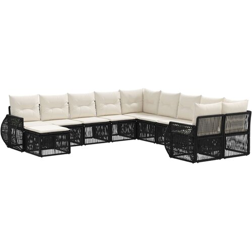 vidaXL Vrtna sedežna garnitura 11 pcs Črna poli ratan, (5000272500) Cene