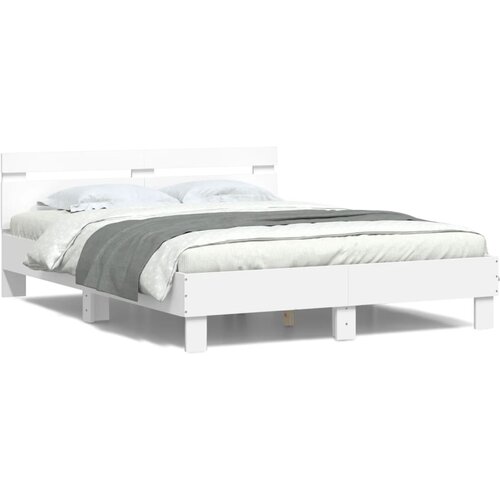 vidaXL Okvir za krevet s uzglavljem i LED bijeli 140 x 200 cm Cijene