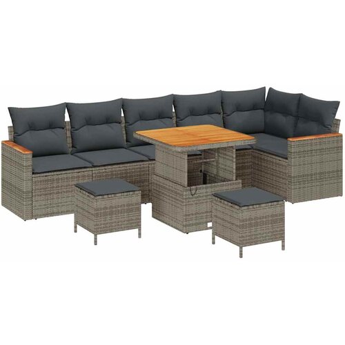 vidaXL Vrtna sedežna garnitura 9 pcs Siva poli ratan, (5000145857) Cene