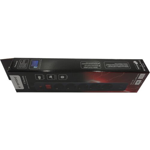 Gembird SPG5-B-10(3G1.5)**produzni kabl sa zastitom i 5 uticnica, 5V/3.1A USB-A+C 16A/3500W 3m Black Slike