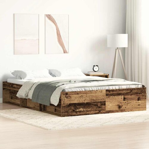 VidaXL Posteljni okvir brez vzmetnice star les 120x190 cm Slike